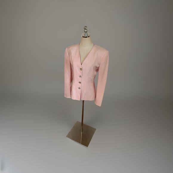 Vintage Christian Dior Baby Pink Blush Blazer Mother Pearl Buttons The Suit 80s - Picture 2 of 16